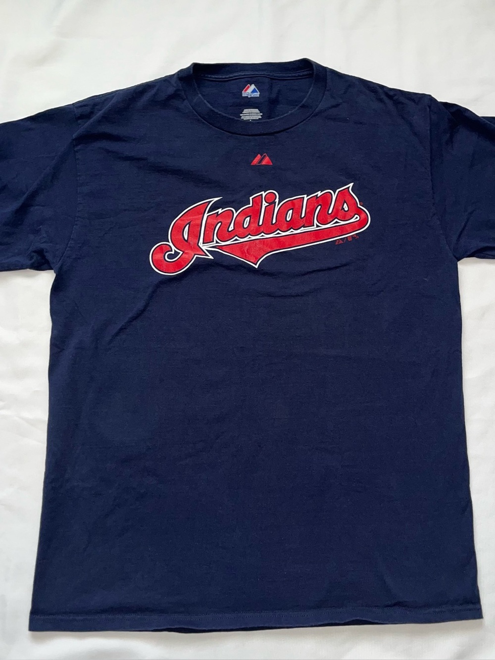 Majestic Navy and Red Indians Short-Sleeve Graphic Tee